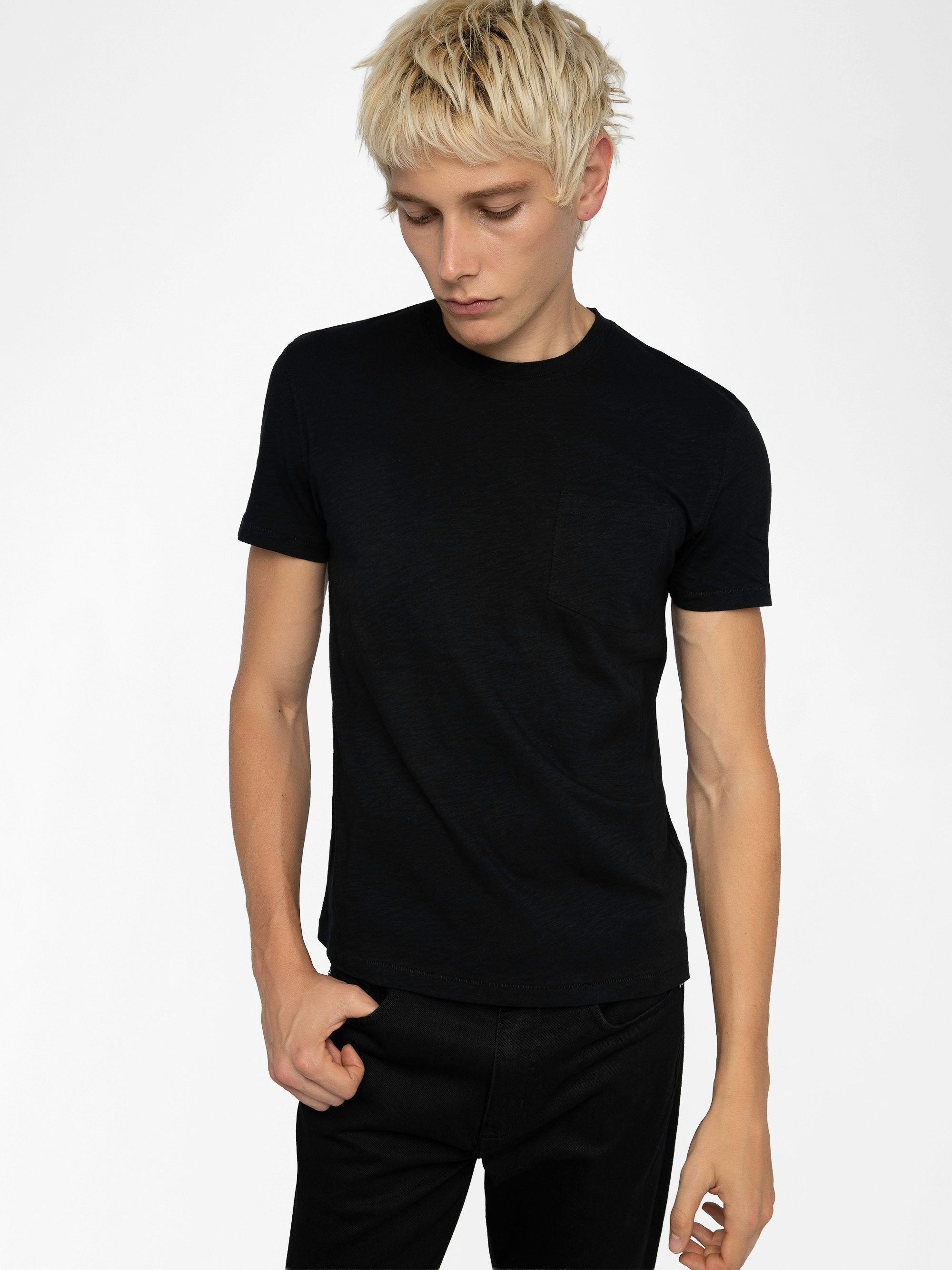 T-Shirt Stockholm - Kurzärmliges T-Shirt mit Totenkopf-Print auf der Rückseite und Tasche vorne.